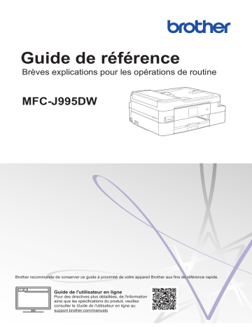 Brother MFC-J995DW(XL) Inkjet Printer Guide de référence | Fixfr