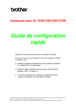 Brother HL-1250 Monochrome Laser Printer Guide d'installation rapide