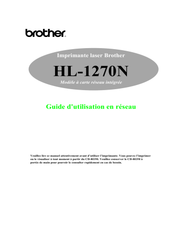 Brother HL-1270N Monochrome Laser Printer Manuel utilisateur | Fixfr