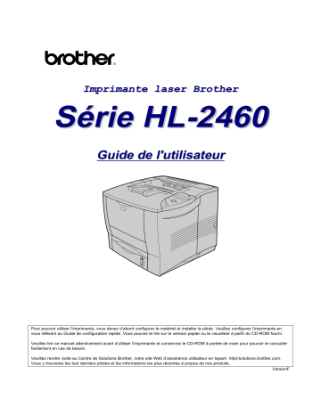 Brother HL-2460 Monochrome Laser Printer Manuel utilisateur | Fixfr