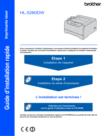 Brother HL-5280DW Monochrome Laser Printer Guide d'installation rapide | Fixfr