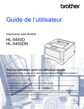 HL-5450DN | Brother HL-5440D Monochrome Laser Printer Manuel utilisateur | Fixfr
