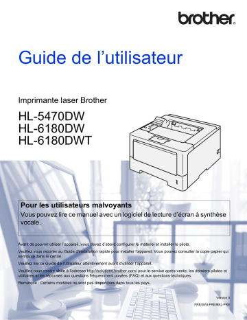 HL-6180DWT | HL-6180DW | Brother HL-5470DWT Monochrome Laser Printer Manuel utilisateur | Fixfr