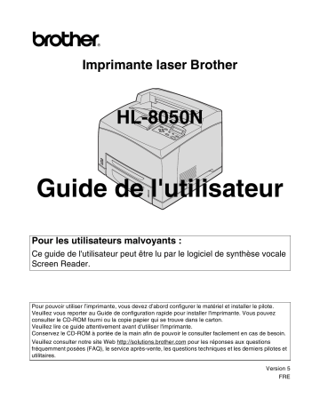 Brother HL-8050N Monochrome Laser Printer Manuel utilisateur | Fixfr