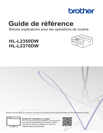 HL-L2350DW | HL-L2325DW | Brother HL-L2370DW(XL) Monochrome Laser Printer Guide de référence | Fixfr