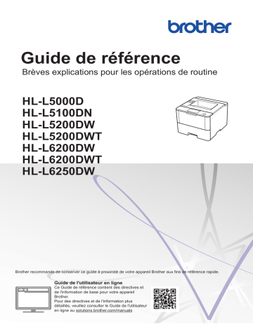 HL-L5000D | HL-L5200DW(T) | HL-L5100DN | Brother HL-L6200DW(T) Monochrome Laser Printer Guide de référence | Fixfr