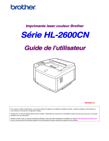 Brother HL-2600CN Color Printer Manuel utilisateur | Fixfr