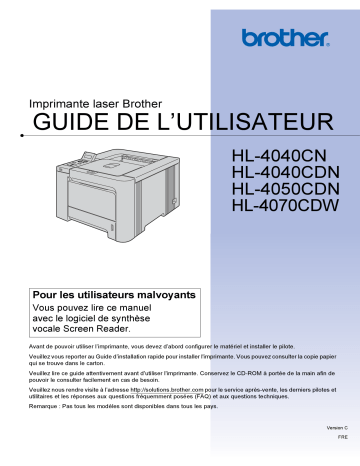 HL-4070CDW | HL-4040CN | Brother HL-4040CDN Color Printer Manuel utilisateur | Fixfr