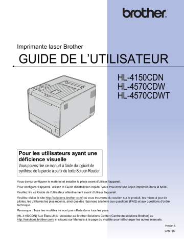 HL-4150CDN | HL-4570CDWT | Brother HL-4570CDW Color Printer Manuel utilisateur | Fixfr