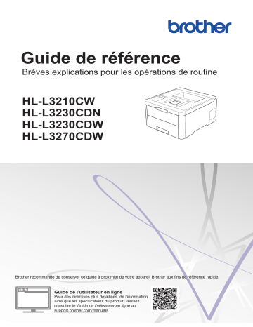 HL-L3270CDW | HL-L3210CW | Brother HL-L3230CDW Color Printer Guide de référence | Fixfr