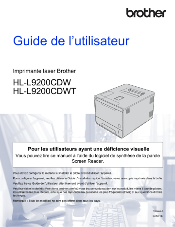 HL-L9200CDWT | Brother HL-L9300CDW(T) Color Printer Manuel utilisateur | Fixfr