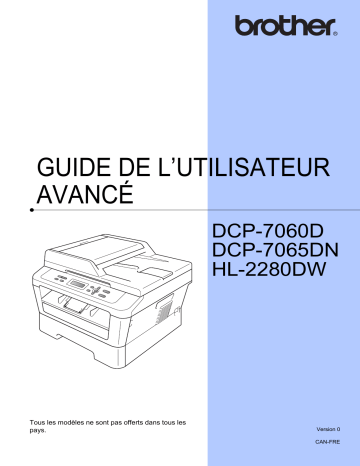 DCP-7065DN | DCP-7060D | Brother HL-2280DW Monochrome Laser Fax Manuel utilisateur | Fixfr