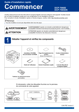 Brother DCP-7065DN Monochrome Laser Fax Guide d'installation rapide