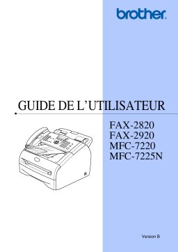 Brother FAX-2920 Monochrome Laser Fax Manuel utilisateur