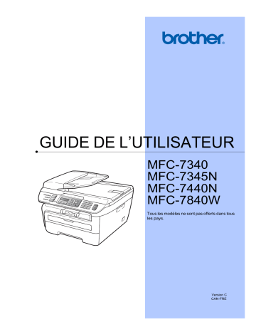 MFC-7440N | MFC-7840W | MFC-7345N | Brother MFC-7340 Monochrome Laser Fax Manuel utilisateur | Fixfr