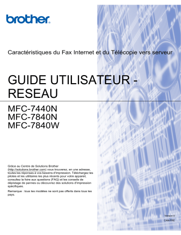 MFC-7440N | Brother MFC-7840W Monochrome Laser Fax Manuel utilisateur | Fixfr