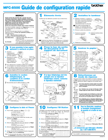Brother MFC-8500 Monochrome Laser Fax Guide d'installation rapide | Fixfr