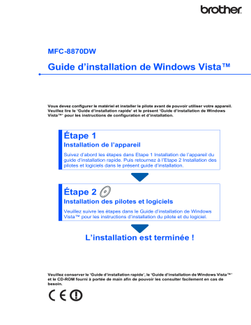 Brother MFC-8870DW Monochrome Laser Fax Guide d'installation | Fixfr