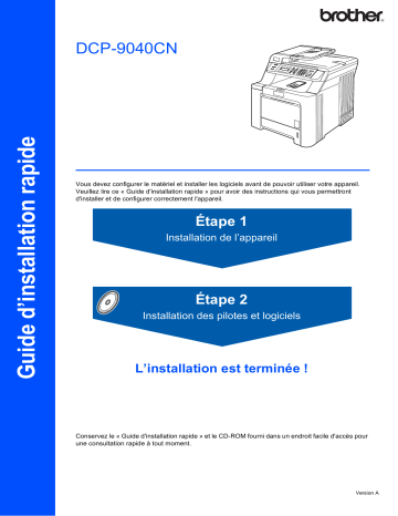 Brother DCP-9040CN Color Fax Guide d'installation rapide | Fixfr