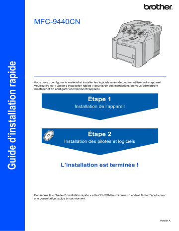 Brother MFC-9440CN Color Fax Guide d'installation rapide | Fixfr