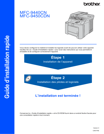 Brother MFC-9450CDN Color Fax Guide d'installation rapide | Fixfr