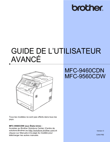 MFC-9560CDW | Brother MFC-9460CDN Color Fax Manuel utilisateur | Fixfr