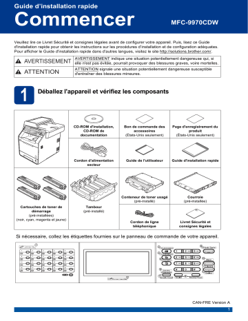 Brother MFC-9970CDW Color Fax Guide d'installation rapide | Fixfr