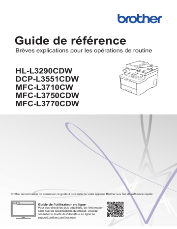 MFC-L3710CW | HL-L3290CDW | MFC-L3750CDW | Brother MFC-L3770CDW Color Fax Guide de référence | Fixfr