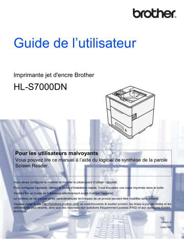 Brother HL-S7000DN High Speed Workgroup Printer Manuel utilisateur | Fixfr