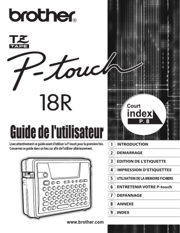 PT-18RKT | Brother PT-18R P-touch Manuel utilisateur | Fixfr