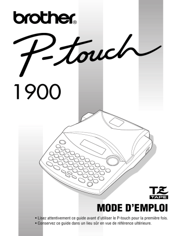 PT-1910 | Brother PT-1900 P-touch Manuel utilisateur | Fixfr