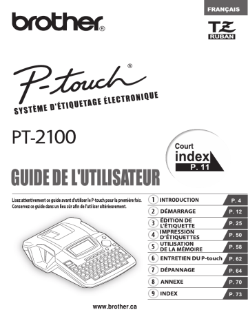PT-2110 | Brother PT-2100 P-touch Manuel utilisateur | Fixfr