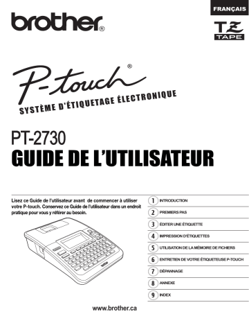 Brother PT-2730 P-touch Manuel utilisateur | Fixfr