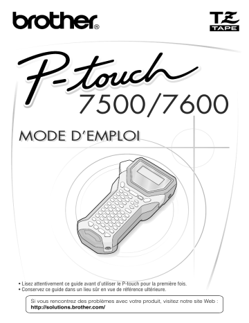 Brother PT-7500 P-touch Manuel utilisateur | Fixfr