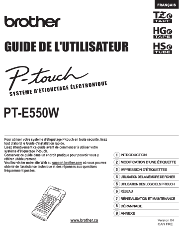 Brother PT-E550W P-touch Manuel utilisateur | Fixfr