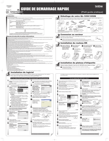 Brother QL-1050N Label Printer Guide de démarrage rapide | Fixfr