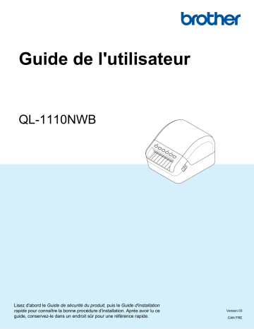 Brother QL-1110NWB Label Printer Manuel utilisateur | Fixfr