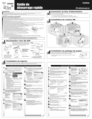 Brother QL-500 Label Printer Guide de démarrage rapide | Fixfr