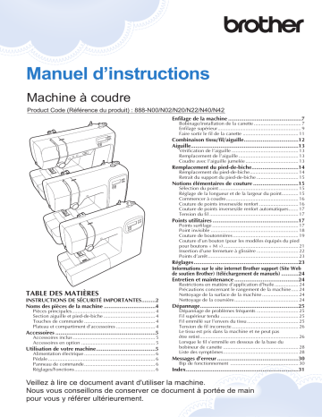 CS5055 | CP2160P | CP100X | CP2160W | CP80X | CE1150 | CS7000X | Brother CP60X Home Sewing Machine Manuel utilisateur | Fixfr