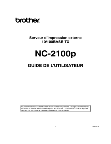 Brother NC-2100p Print Manuel utilisateur | Fixfr