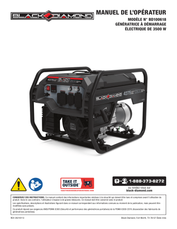 Champion Power Equipment 100618 Black Diamond 3500-Watt Generator BD100618 Manuel utilisateur | Fixfr
