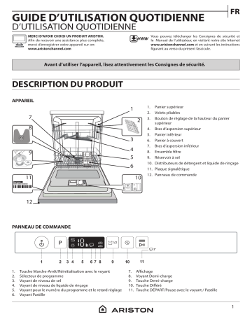Ariston LIC 3B+26 Dishwasher Manuel utilisateur | Fixfr