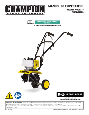 Champion Power Equipment 100378 43cc Tiller Cultivator Manuel utilisateur | Fixfr