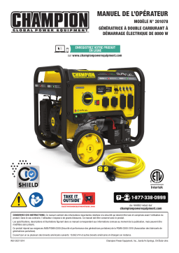 Champion Power Equipment 201078 8000-Watt Electric Start Dual Fuel Generator with CO Shield® Manuel utilisateur