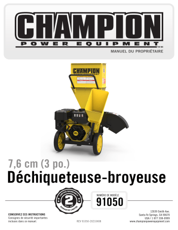 Champion Power Equipment 91050 3-in. Chipper Shredder Manuel utilisateur | Fixfr