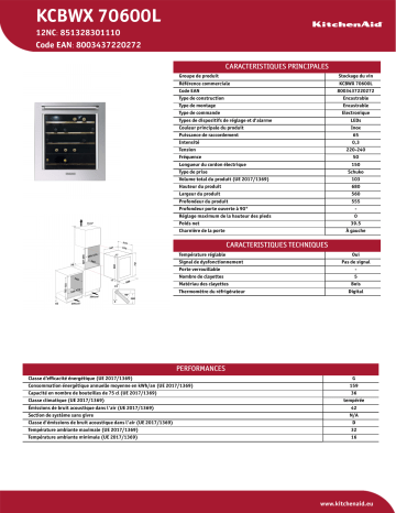 KitchenAid KCBWX 70600L Winestorage Manuel utilisateur | Fixfr