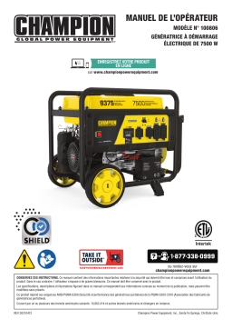 Champion Power Equipment 100806 7500-Watt Electric Start Generator with CO Shield® Manuel utilisateur