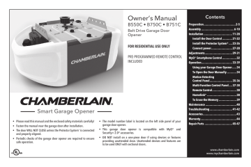 Chamberlain B550C Quiet Wi-Fi Garage Door Opener Manuel du propriétaire | Fixfr