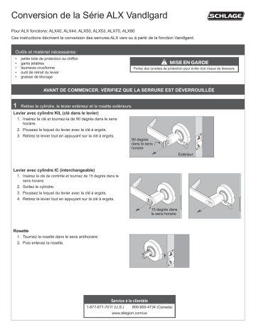 Schlage ALX Manuel utilisateur | Fixfr