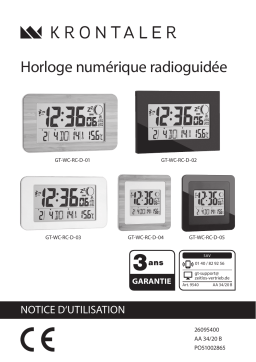 Globaltronics GT-WC-RC-D-01/WC-RC-D-02/WC-RC-D-03/WC-RC-04/WC-D-05 RC LCD wall clock Manuel utilisateur